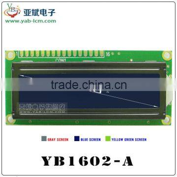 Yellow green screen STN character LCD Display, 1602 led screen, Transmission lcd 1602 lcd display