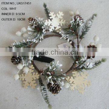 Christmas Decorations Artificial 9.5CM FOAM BERRY WITH SUGAR AND PINECONE CANDLE RING Table decorations