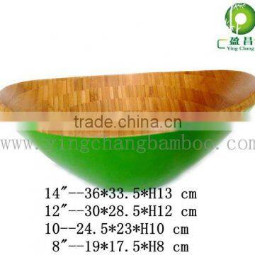 Colorful Oval Bamboo Salad Bowl photo-3