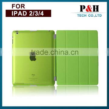 for iPad Leather Case for iPad 2 3 4 Leather Case with 4 folding Case Wholesale