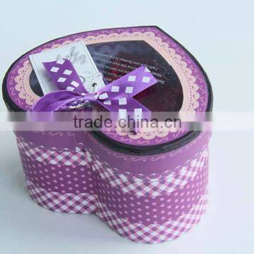 mini heart shape flower packaging box with PVC window