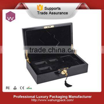 Luxury High Painting Iphone Box/Black Locked Wooden Iphone Packaging Box