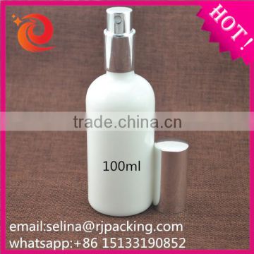 silk screen white frosted/ matte glass dropper bottle with silver spray mist cap in stock