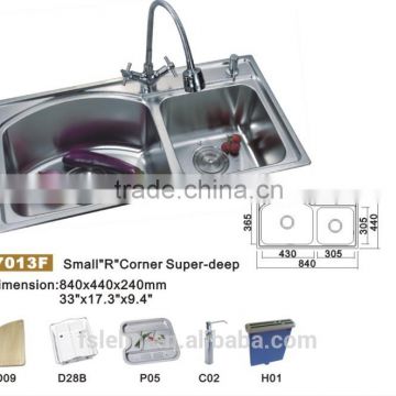 2014 LELIN new arrival double bowls stainless steel kichen sinks LL-7013F