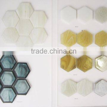 White Hexagon Waterjet Backsplash Decorative glass mosaic tile