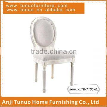 TB-7105WL, Antique louis banquet chair with White wash color and Solid wood