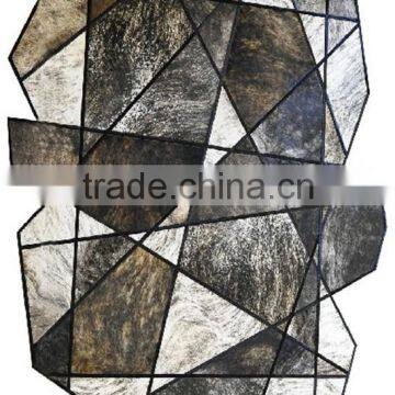 Geometric cowhide rug for decoration