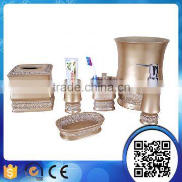 2016 Wholesale China High Grade Gold Polyresin Bathroom Accessory Set With Liquid Soap Dispenser photo-6