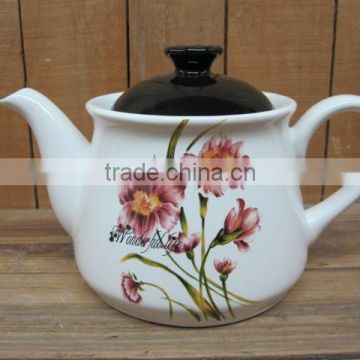 Decorative Flower Decal Ceramic Handmade Teapot