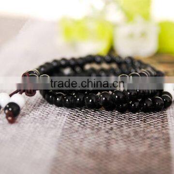 black color - Elastic 5mm Dyed Porcelain Prayer Beads