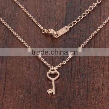 ^_^ 2016 Wholesale Beautiful Necklace Rose Gold Plated Key Pendant Necklace For Couple Costume Jewelry Factory Direct @_@ photo-4