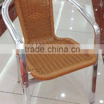 stacking armrest aluminum rattan chair