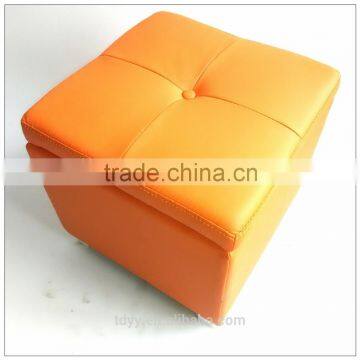 TDST-02 QVB JIANDE TONGDA ORANGE COLOR SQURA WOODEN FOOT WOOD FRAME PU SEAT HOME PU BENCH STORAGE BENCH SOFA