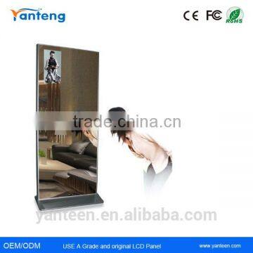 Aluminum silver edge 42inch Magic mirror floor stand digital signage with with infrared sensor