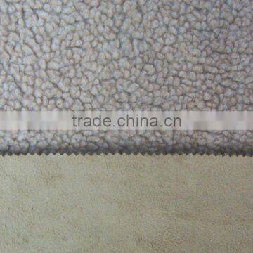 100% Polyester Suede bonded with lamb fleece fabric for shoes