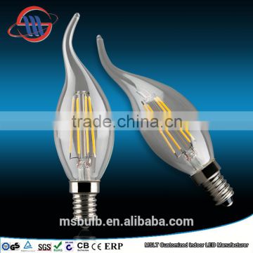 Haining Mingshuai Vintage LED filament candle C35 full glass flame light source 4W E14 110V