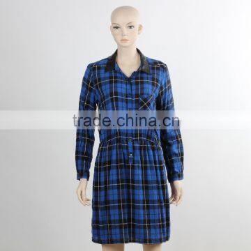 F5W11013 High Quality Long Line Check Shirts For Women