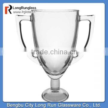 LongRun custom transparent glass trophy with logo