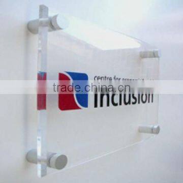 Transparent Acrylic advertising board display for Company name