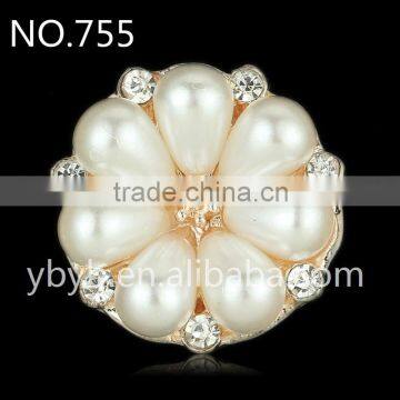 21mm Alloy rhinestone claw holder fashion pearl button garment accessories sweater embellished pearl button-755