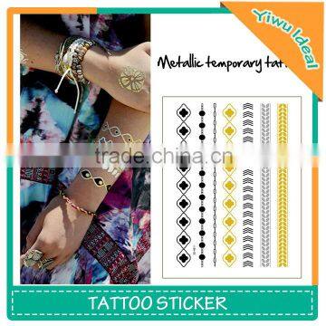 Gold And Sliver Body Temporary Bracelet Tattoo Sticker