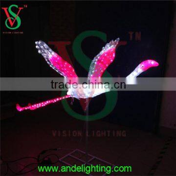 3D animal motif light lighted acrylic pink flamingo led statue garden outdoor decoration light