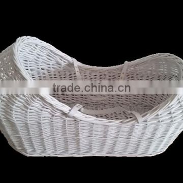 Double hood Pod Wicker moses basket in white