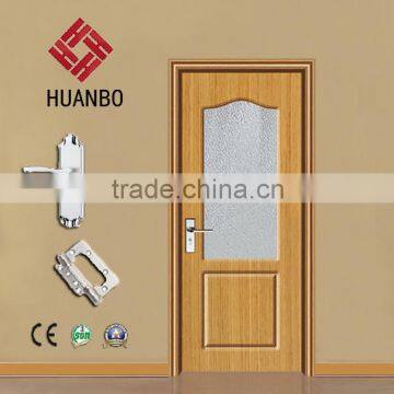 Cheap wood pvc solid wood door different glass insert doors