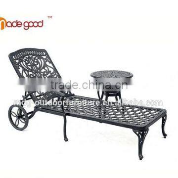 antique chaise longue aluminum reclining deck chair with wheels