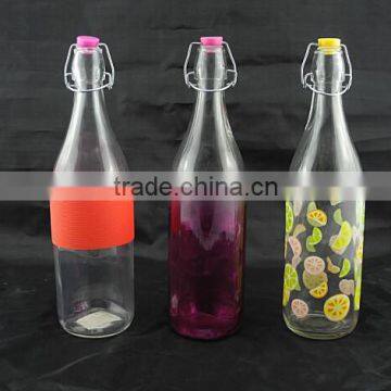 colored glass milk bottle liquid bottle with colored swing top lid