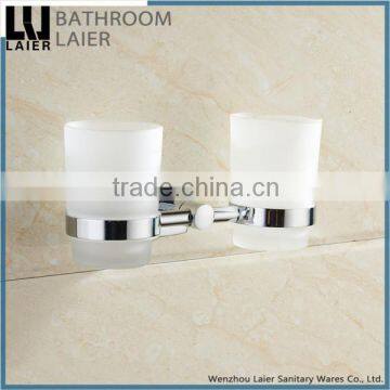 Promotional Factory Supplier Chrome Finishing Bathroom Sanitary Items Wall Mounted Double Tumbler Holder