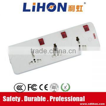 British standard 3 way multi electrical extension socket with individual switch