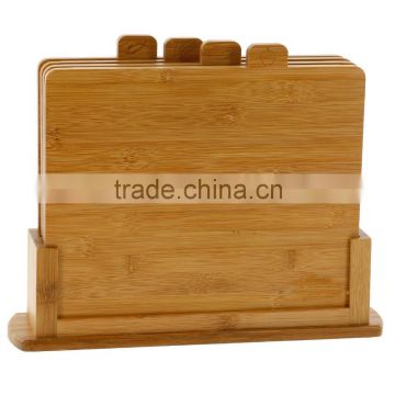 Bamboo Cutting Boards- Four All Natural Index Chopping Board Set with Non-Slip Base