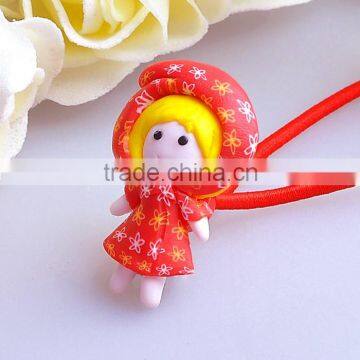 Red doll charm elastic hairband hair accessories for kids hair rubber band