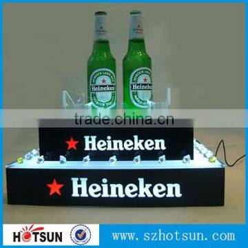 supermarket creative acrylic merchandising beer displays with led light