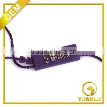 custom own brand purple metallic plastic string seal tag