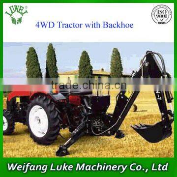 Tractor implements towable backhoe
