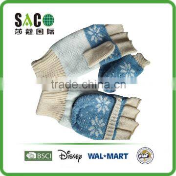 Clamshell five toes snow pattern acrylic gloves