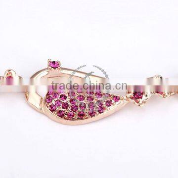 18KGP Rose Gold Plated Purple Crystal Rhinestone Austria Crystal Elements Women Bangle Bracelet Fashion Jewelry B004 photo-4