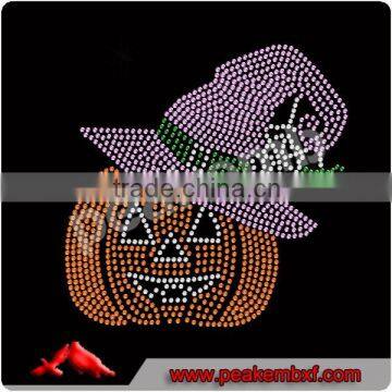 Pumpkin in Hat Halloween Rhinestone iron on transfers wholesale