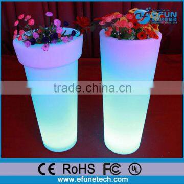 plastic outdoor decorative garden led planter pot,led light tall plastic flower pots