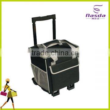 non-woven trolley cooler bag on wheels effect bag