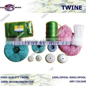 color pe/nylon/polyester fishing twine rope