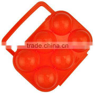 Wholesale Plastic Camping barbecue Picnic Portable egg Box mould 6 Holder Container orange