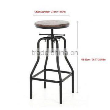 Industrial Adjustable Height Swivel Bar Stool photo-3