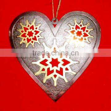 Christmas decoration gift item metal carfts hanging heart