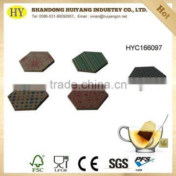 wholesale printed wood tea coaster cup coaster