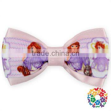 Adorable Movie Cartoon Printed Bowknot Baby Girls Grosgrain Ribbons Hair Bow photo-3