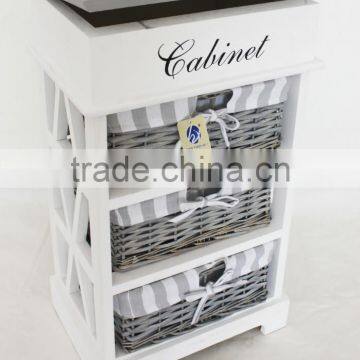 Shabby Chic Home Furniture Wooden Cabinet With Wicker Drawers photo-4