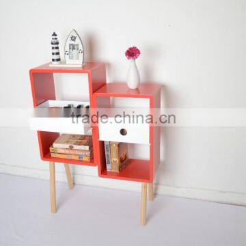 Floor modern wood shelf with drawer